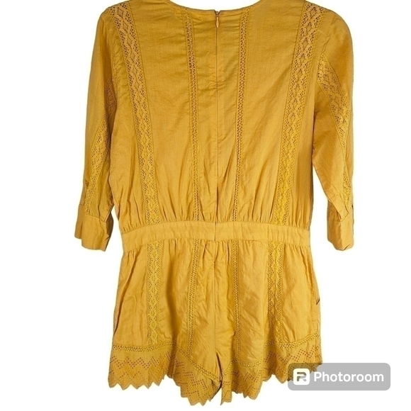 Tularosa Balboa Crochet Yellow Cotton Romper in XS - Picture 8 of 11